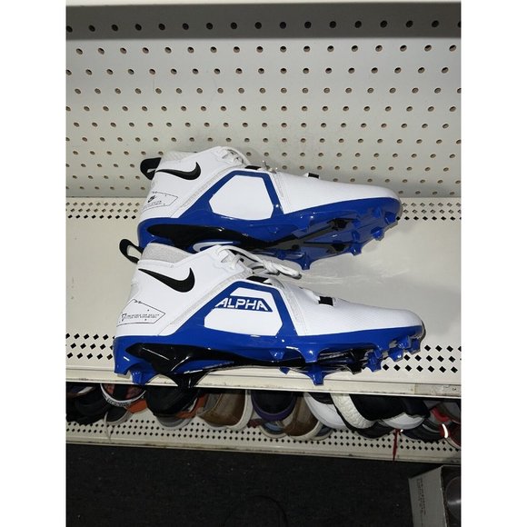 Nike Alpha Menace Pro 3 Mens Football Cleats Size 8 White Royal Blue Black